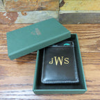 Monogrammed Leather Wallet w/ Money Clip