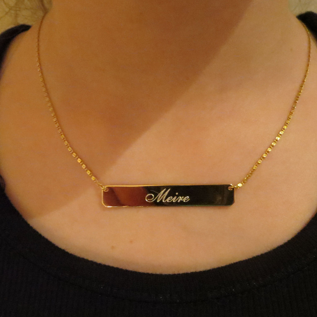 Gold Plated Monogram Bar Necklace