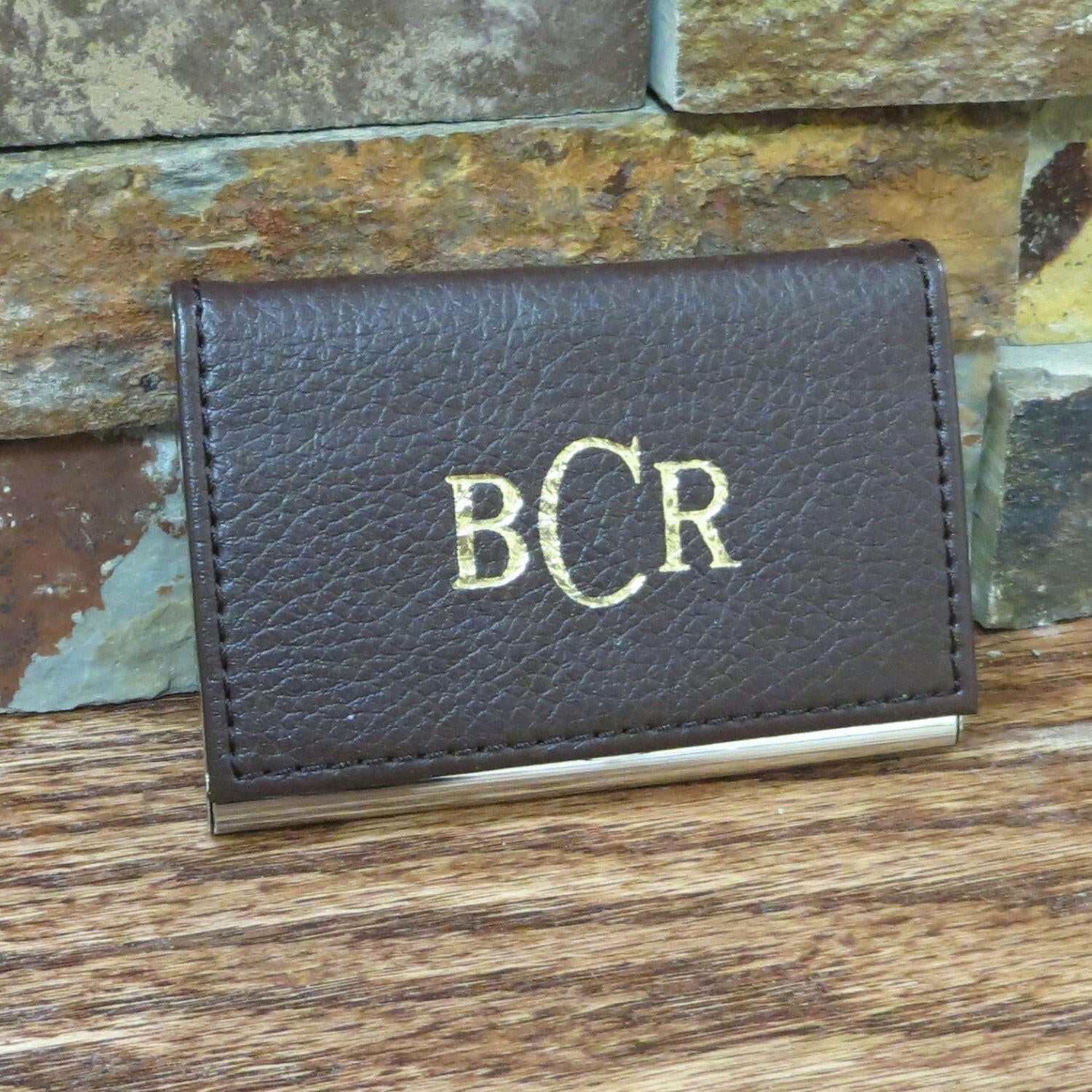 Brown Leather Business Card Holder.