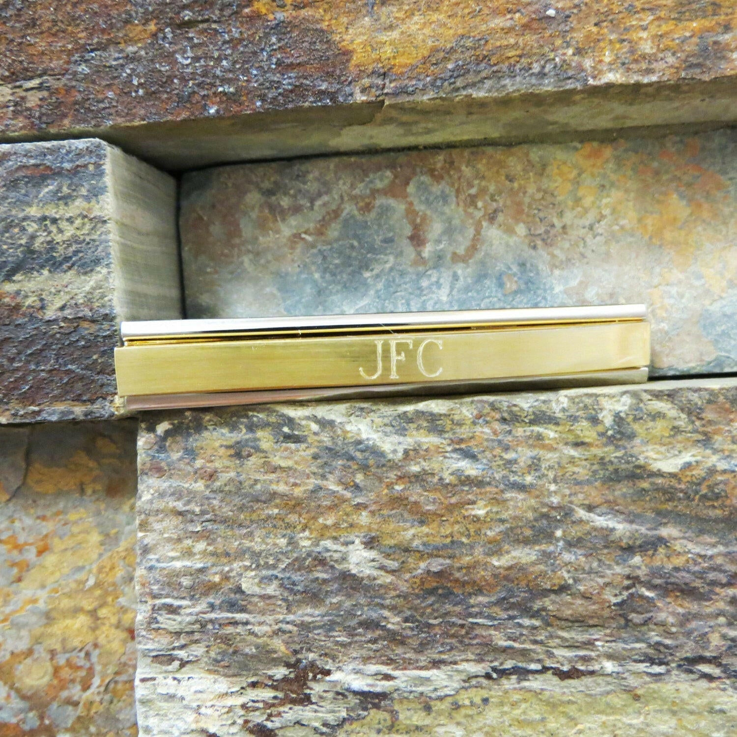 Personalized Two Tone Tie Clip.