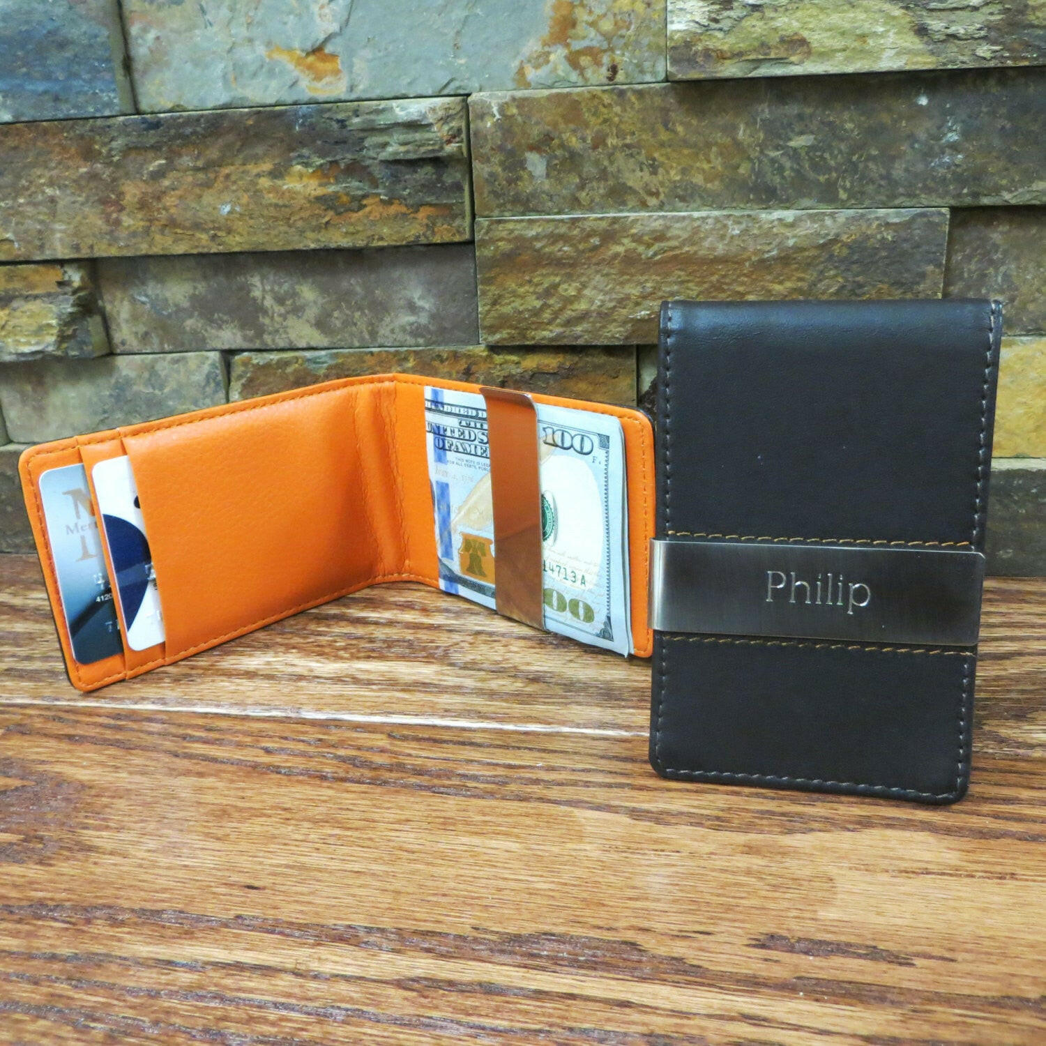 Leather Wallet w/ Money Clip.