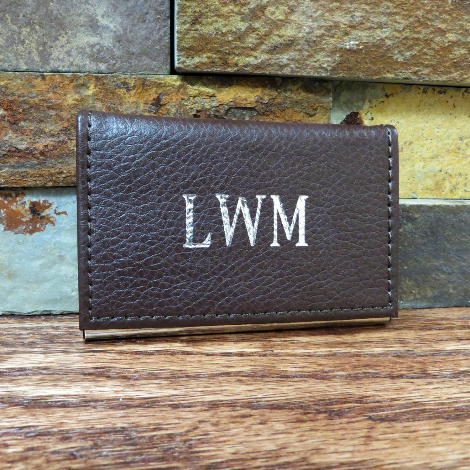 Brown Leather Business Card Holder.