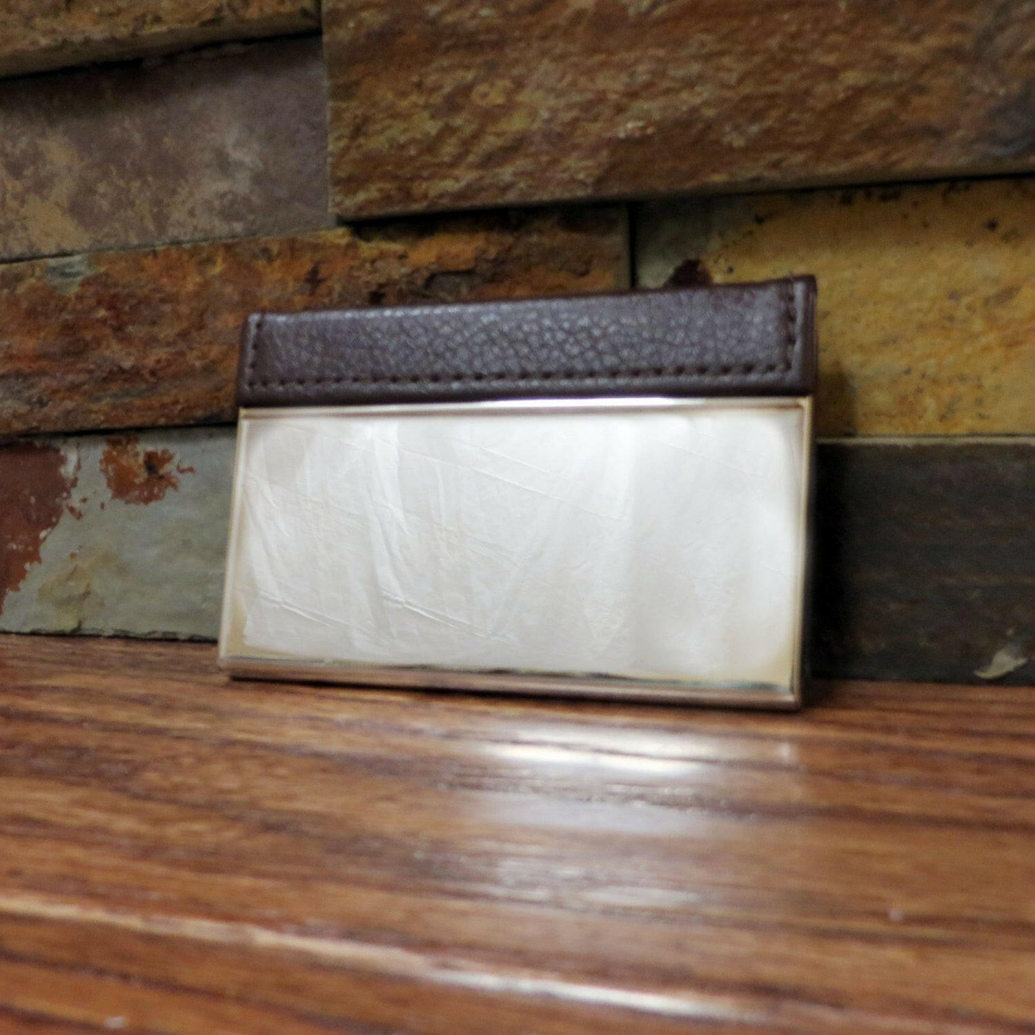 Brown Leather Business Card Holder.