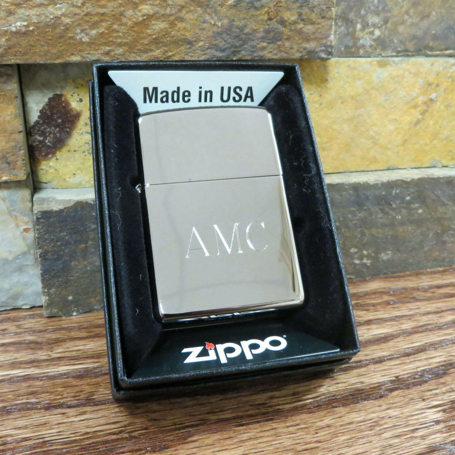 Personalized Black Ice Zippo Lighter.