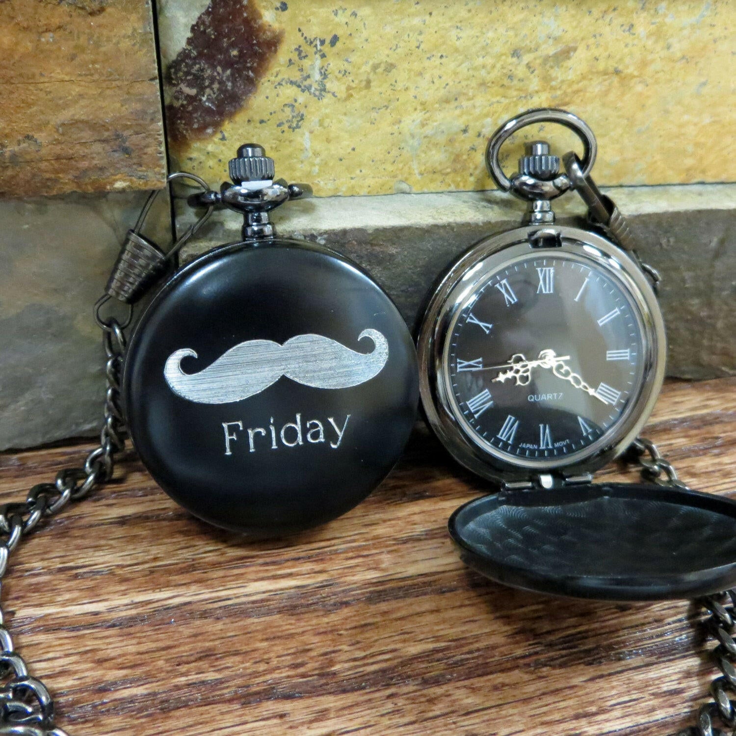 Personalized Mustache Pocket Watch.