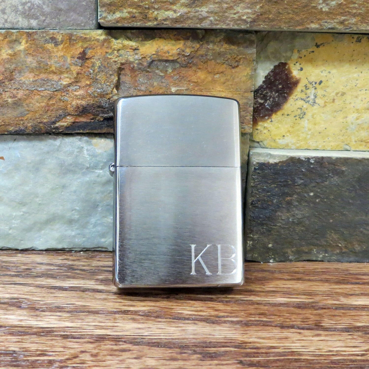 Personalized Brushed Chrome Zippo Lighter.