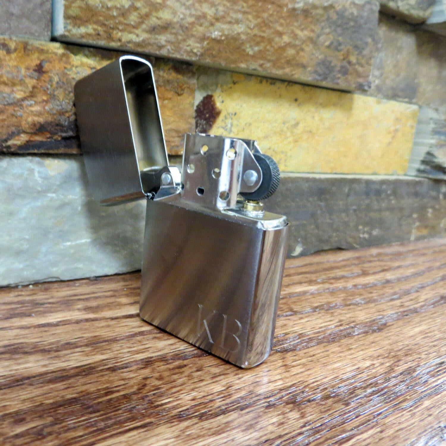 Personalized Brushed Chrome Zippo Lighter.