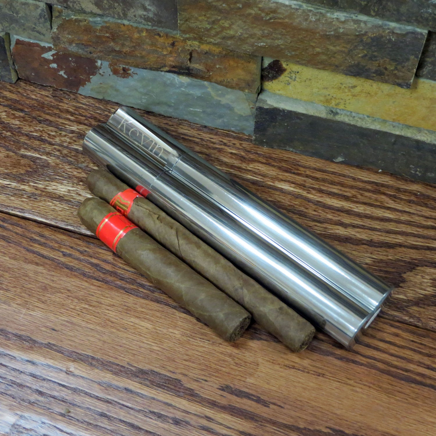 Personalized Double Cigar Case.