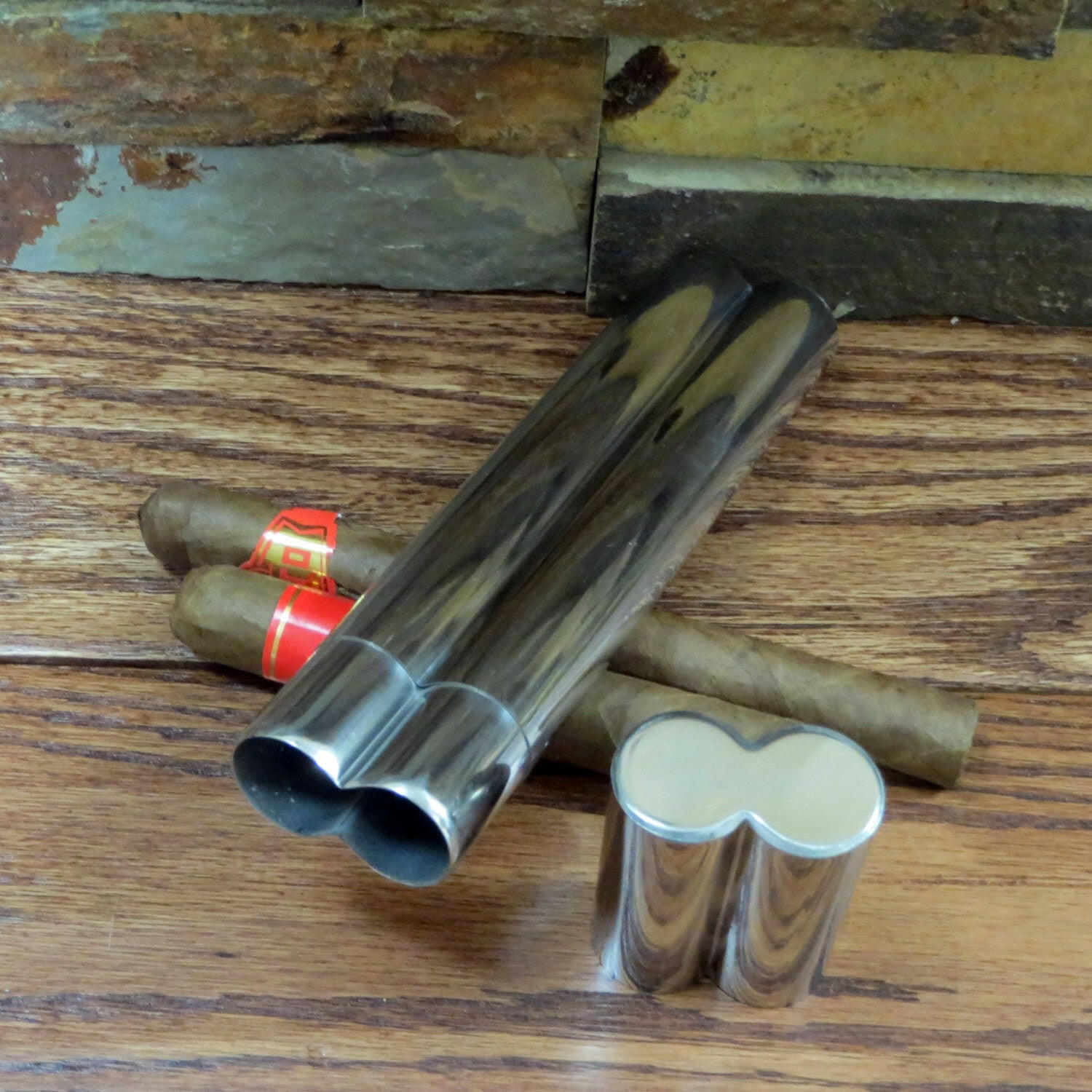 Personalized Double Cigar Case.