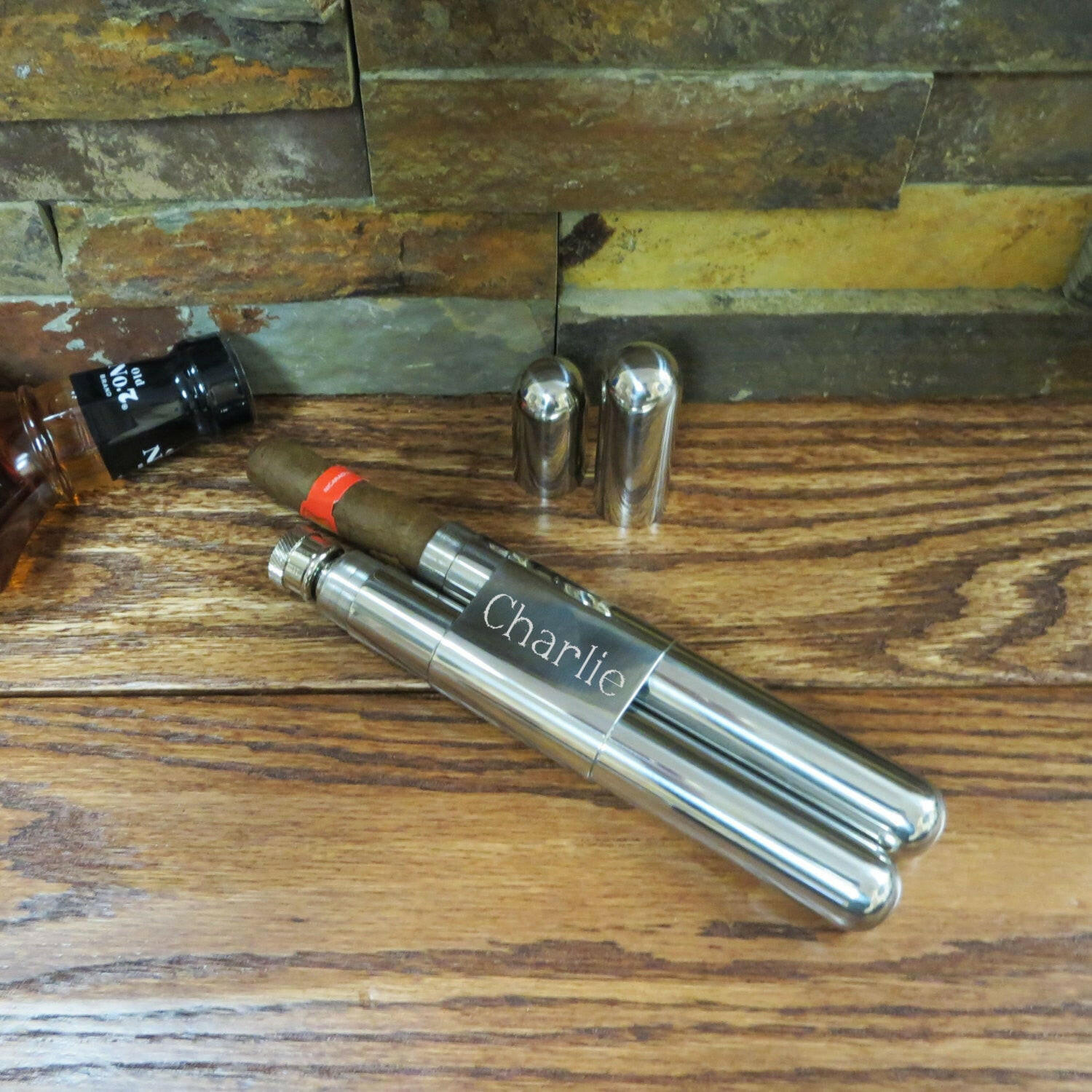 Personalized Cigar Flask Tube.