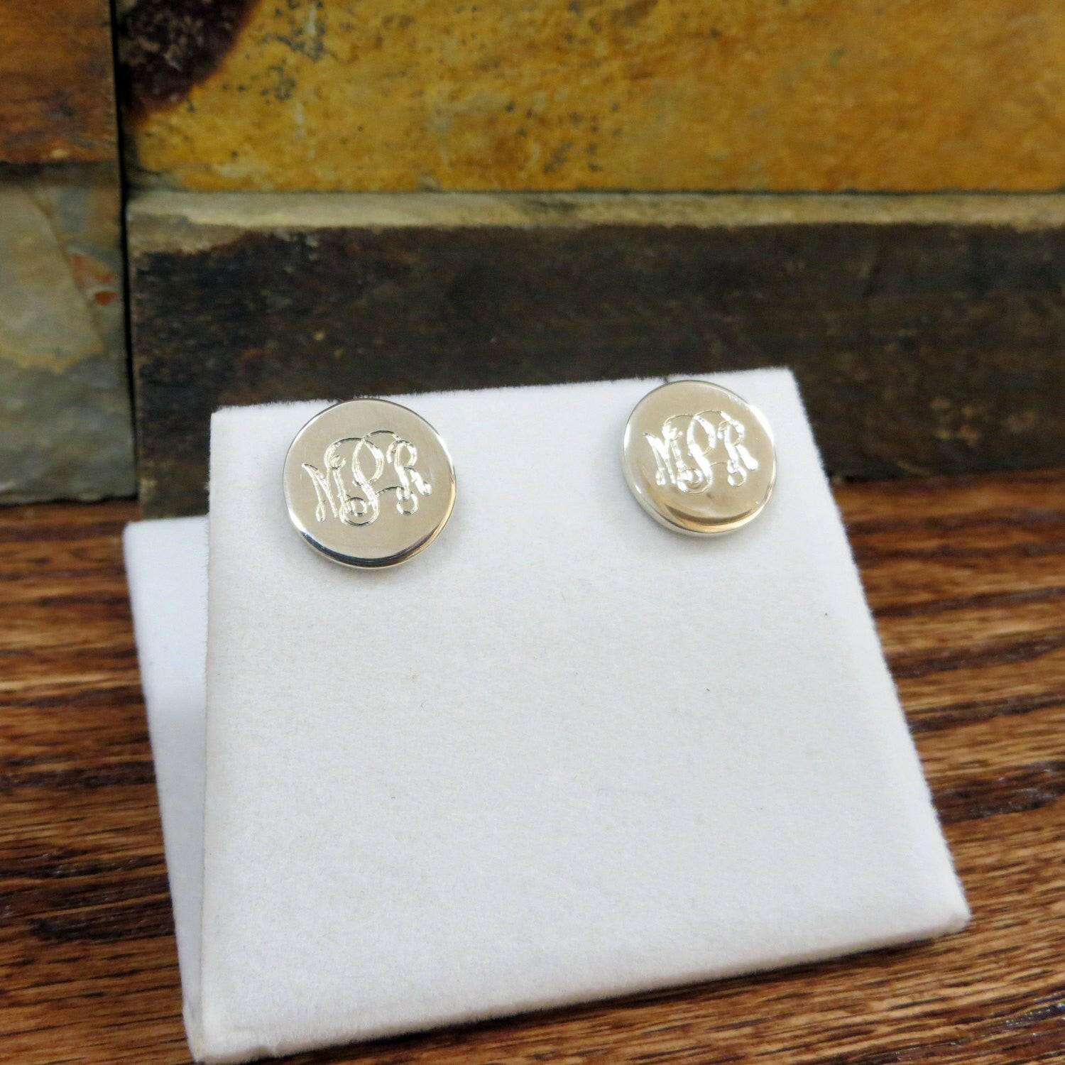 Monogrammed Stud Earrings.
