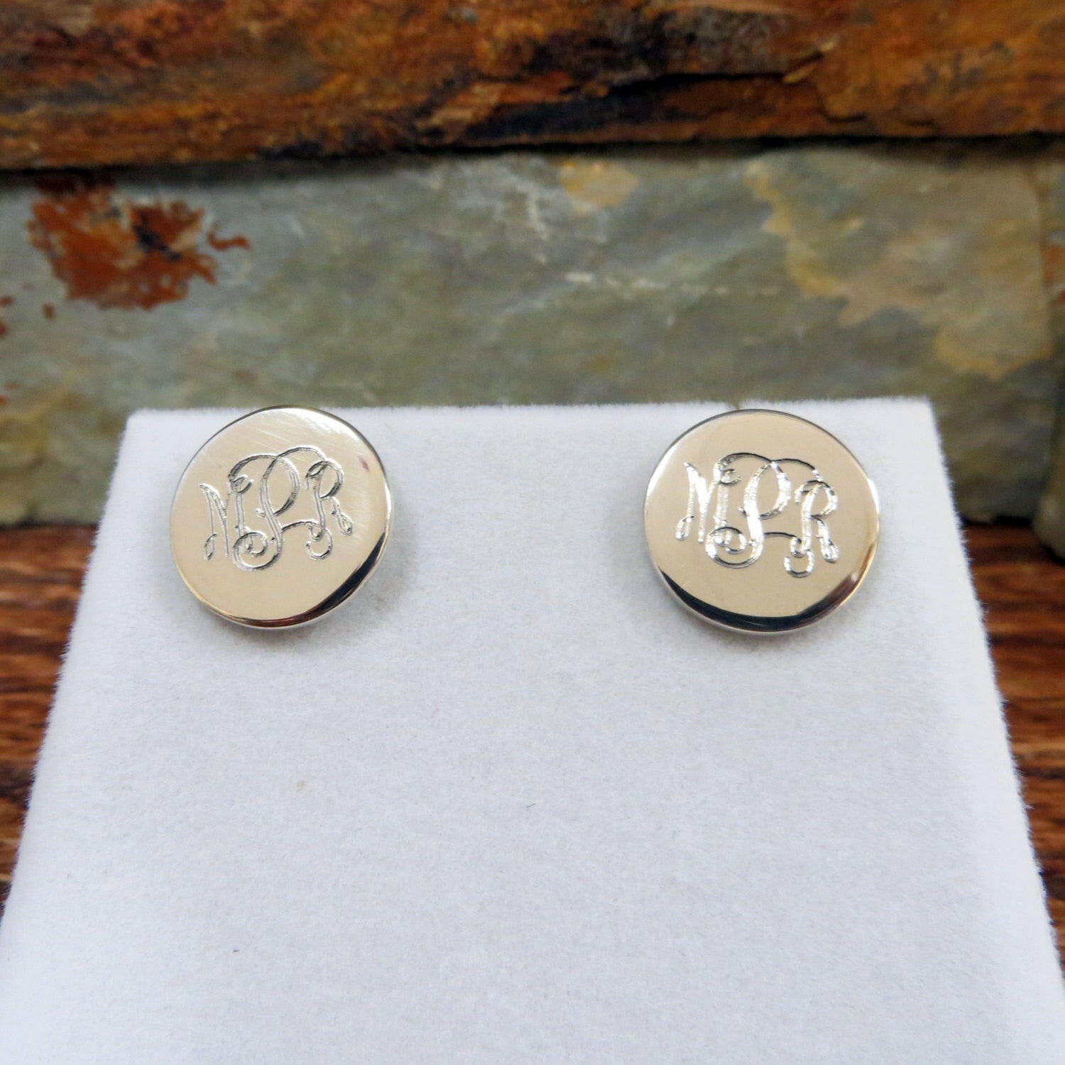 Monogrammed Stud Earrings.