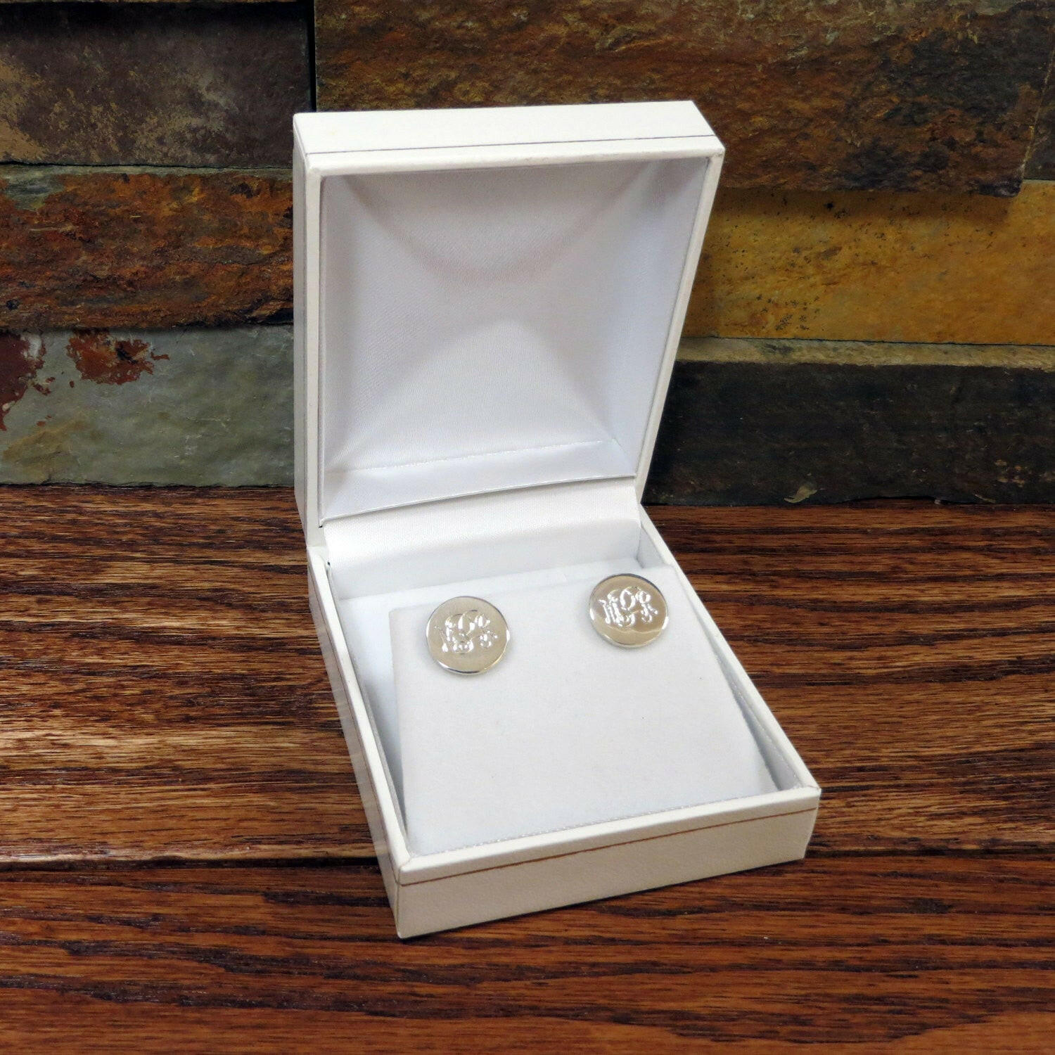 Monogrammed Stud Earrings.