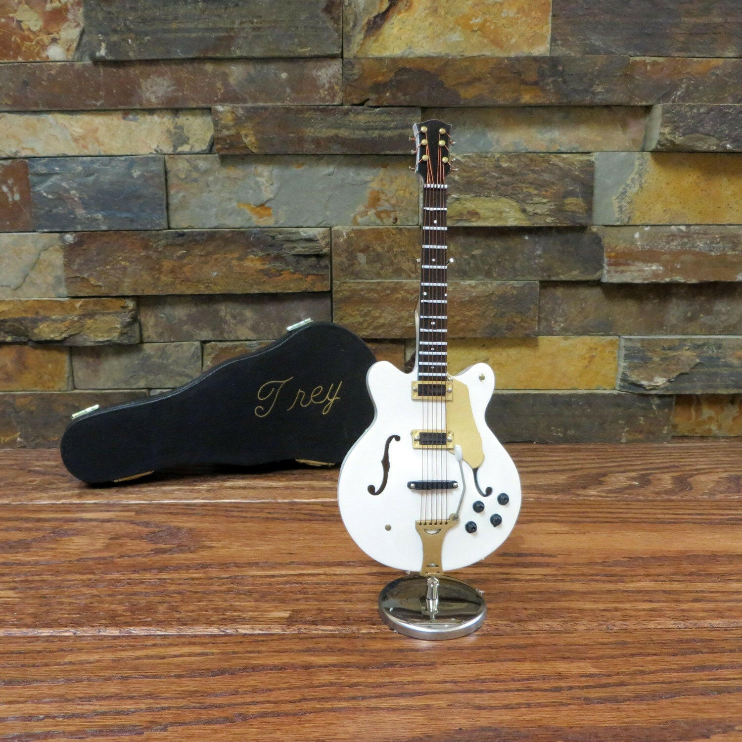 Miniature White Electric Guitar w/ Personalized Case.