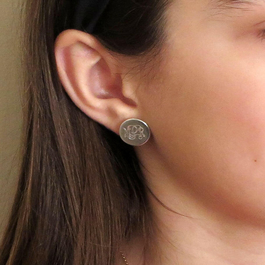 Monogrammed Stud Earrings.