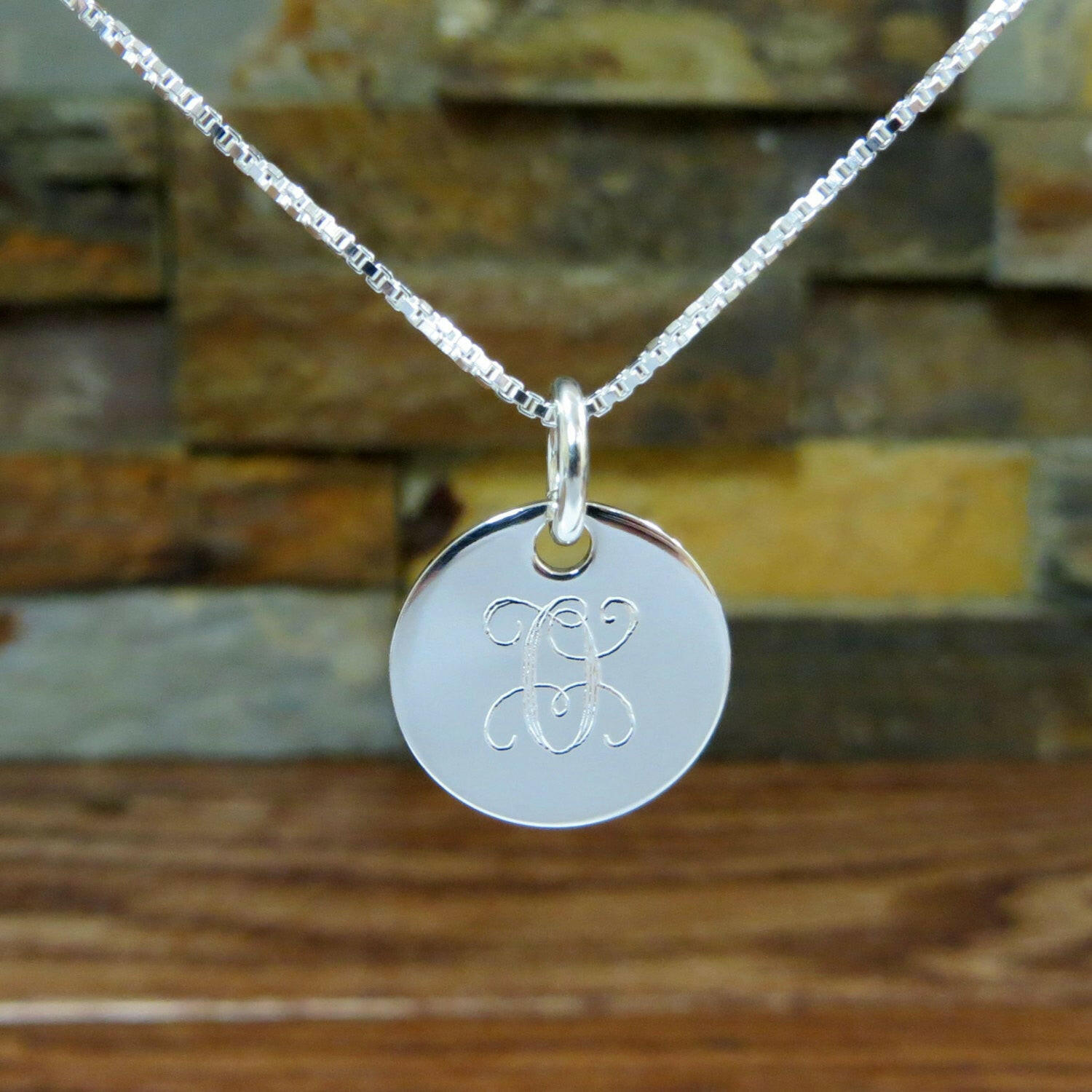 Mini Sterling Silver Monogram Necklace.