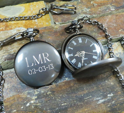 Gun metal Personalized Pocket Watch