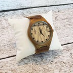 Custom Engraved Wood and Leather Wrist Watch.