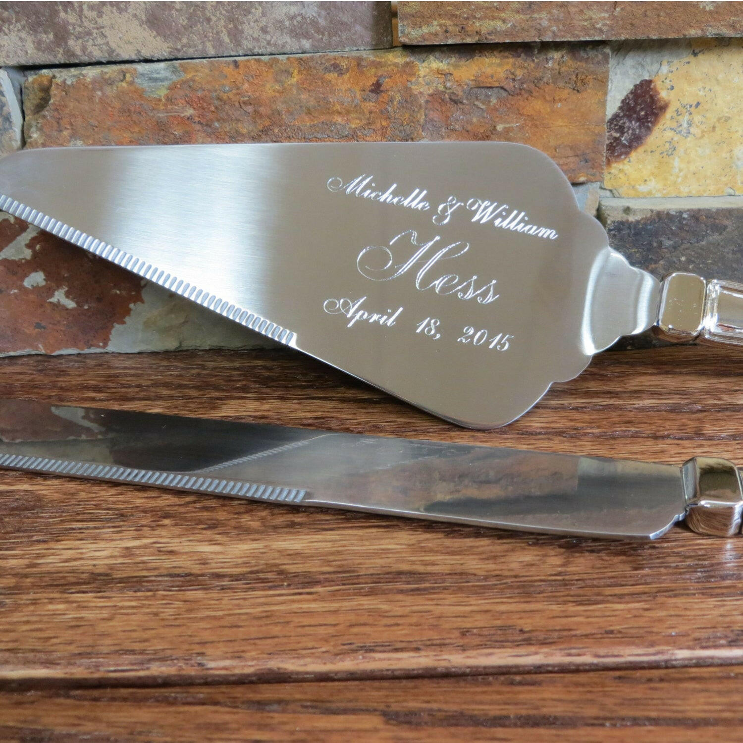 Personalized Wedding Cake Server & Knife Set.