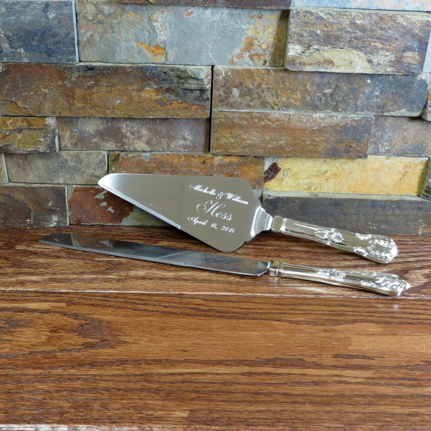 Personalized Wedding Cake Server & Knife Set.