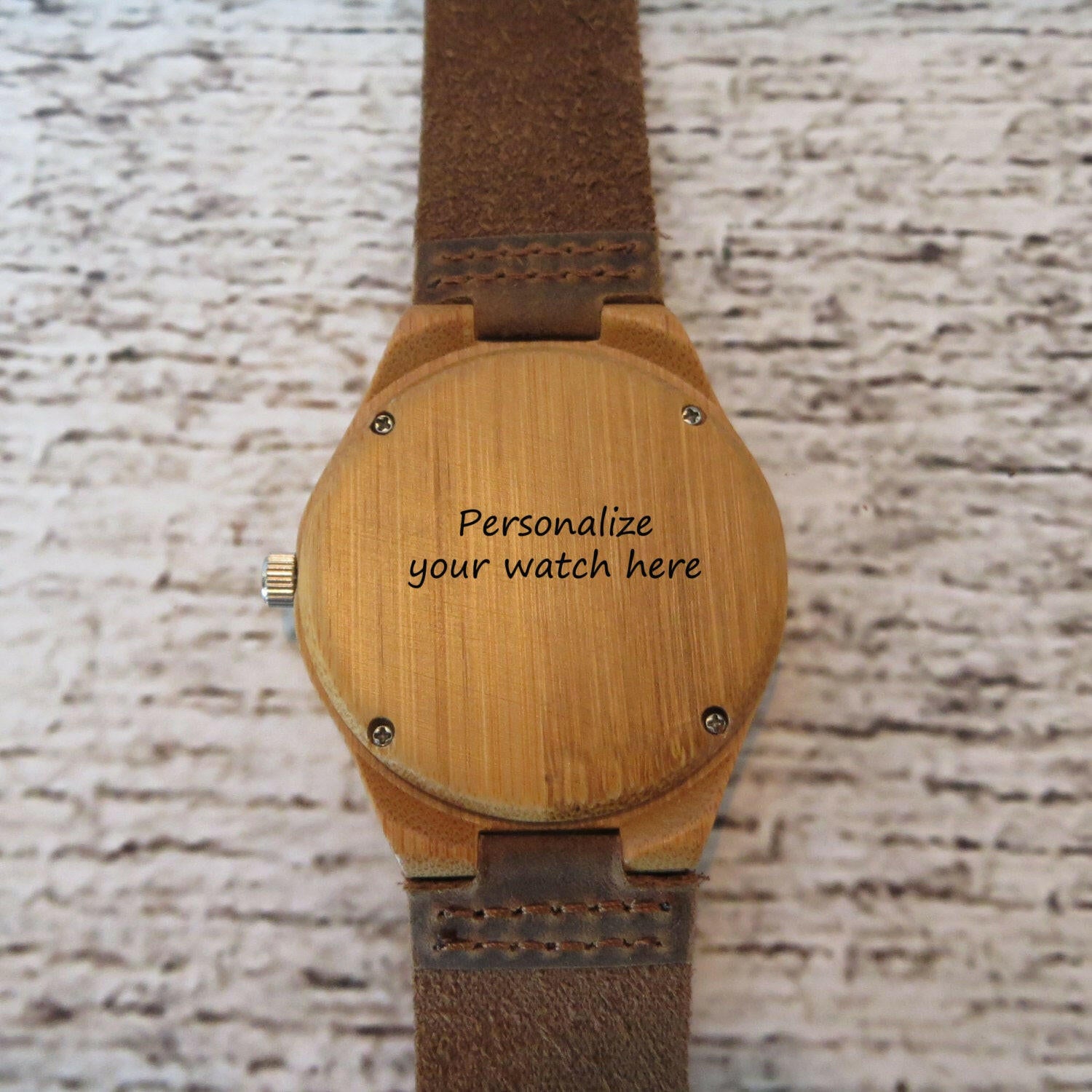 Bamboo Wooden Wrist Watch with Face Details.