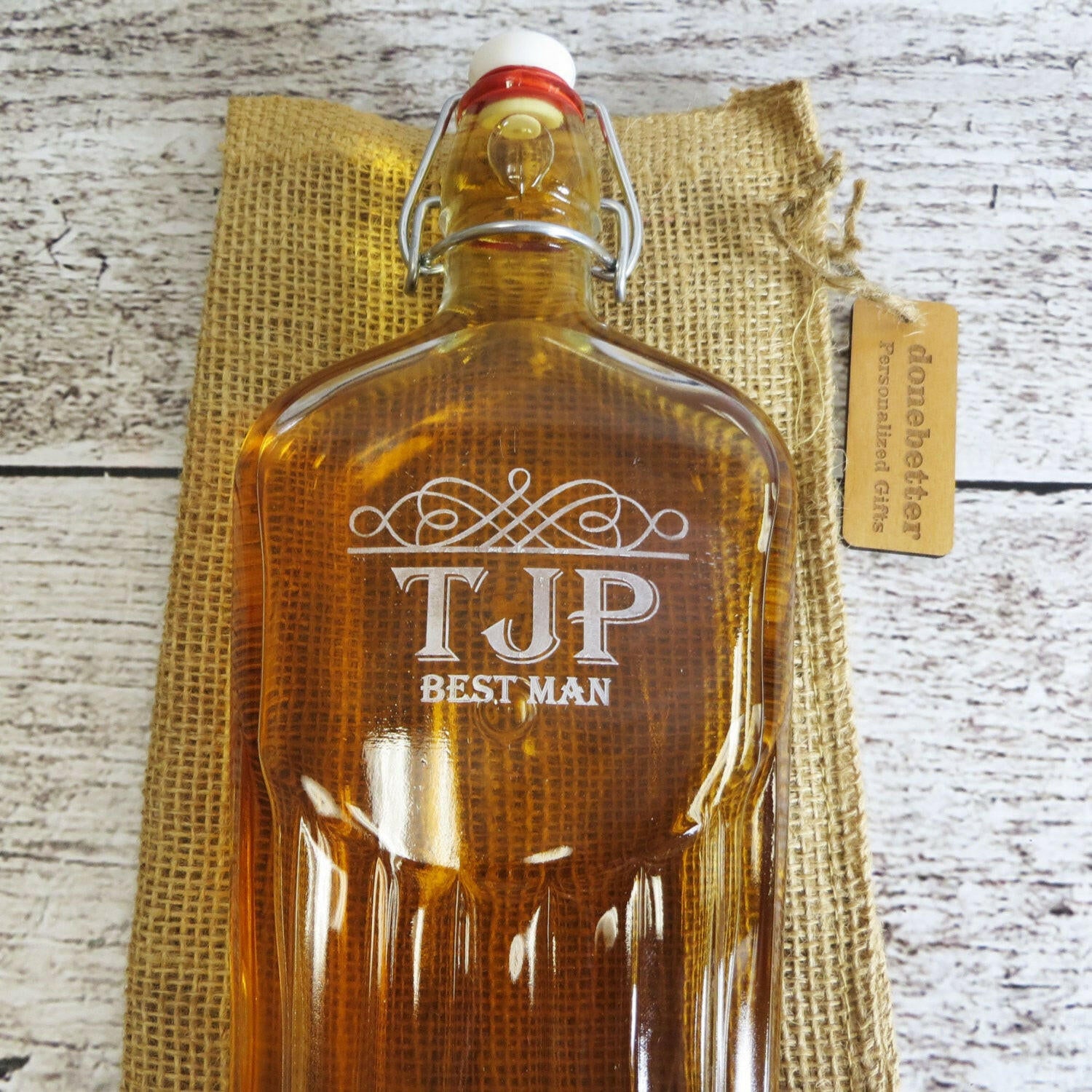 Large Glass Flask Personalized.