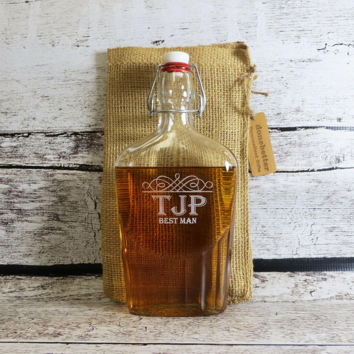 Large Glass Flask Personalized.