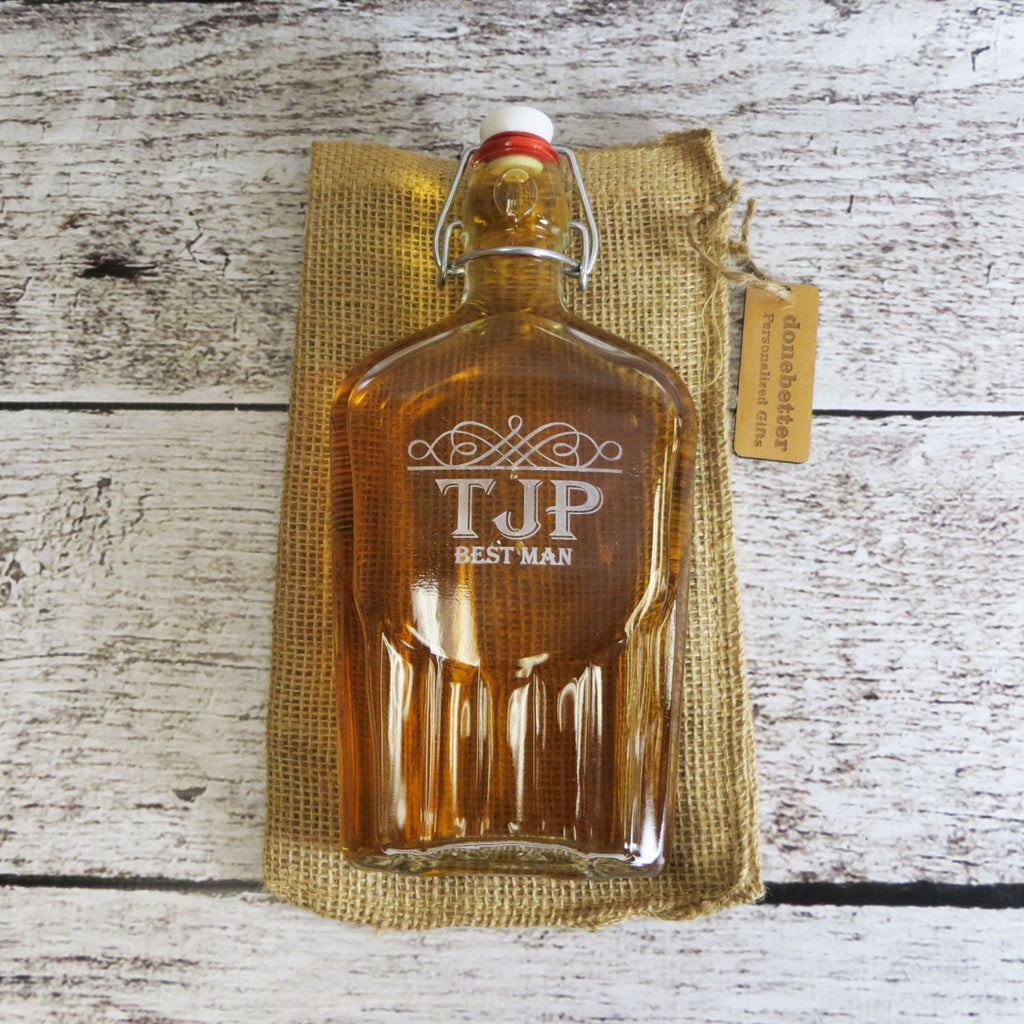 Large Glass Flask Personalized