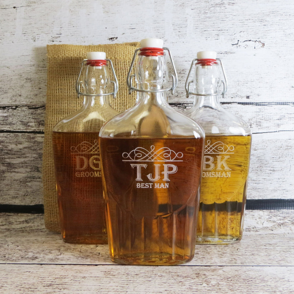 Personalized Large Glass Whiskey Flask