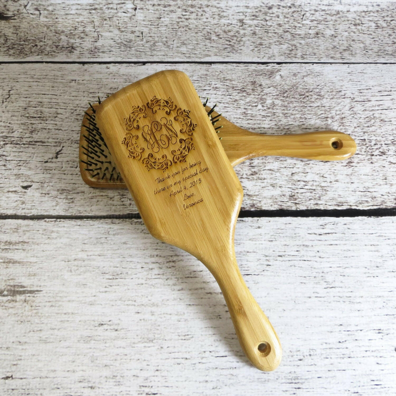 Personalized Wood Paddle Hair Brush.