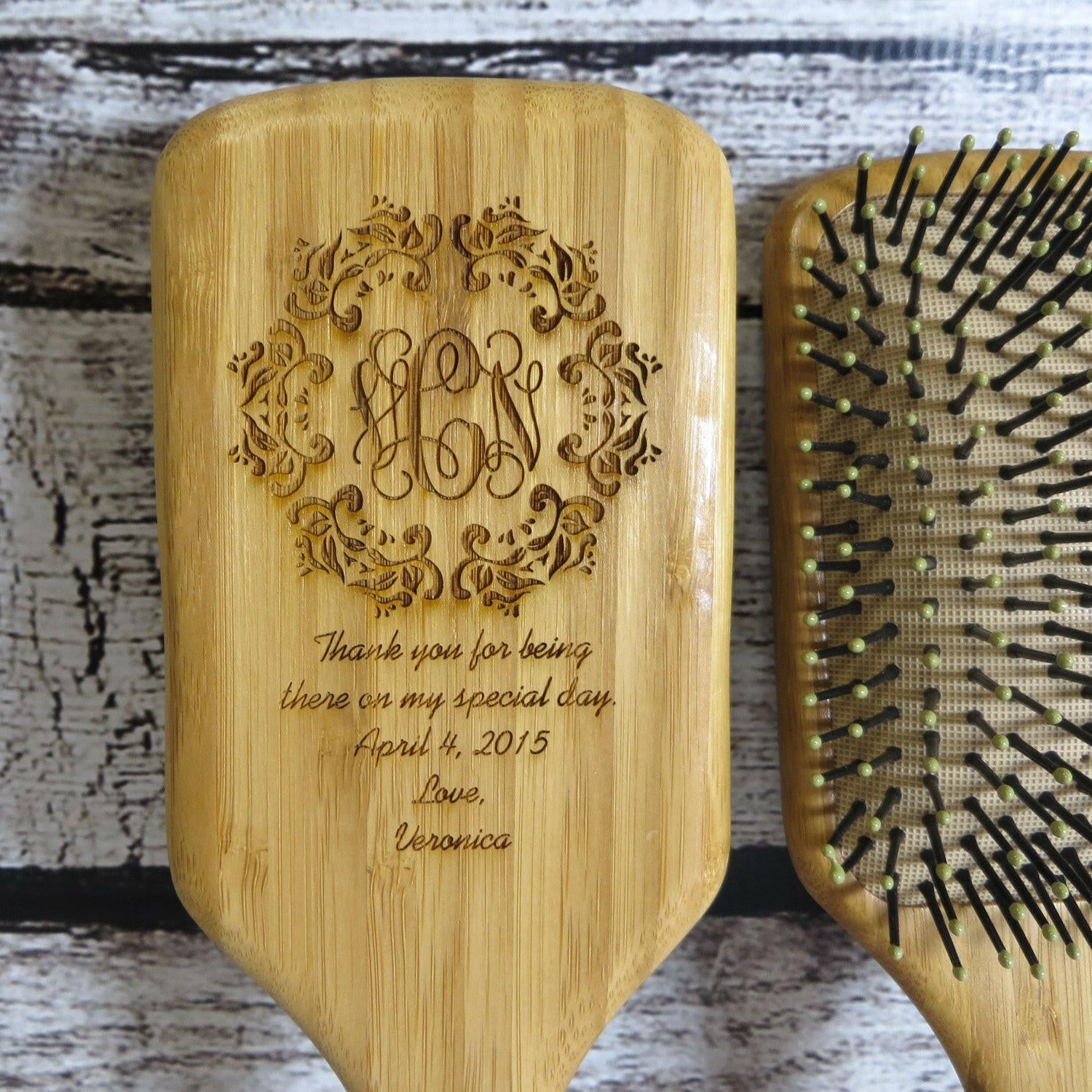 Personalized Wood Paddle Hair Brush.