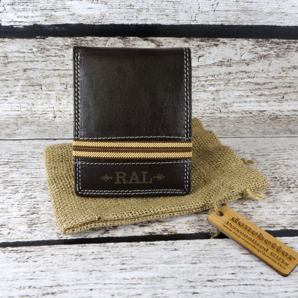 Personalized Bi Fold Men's Wallet Monogrammed