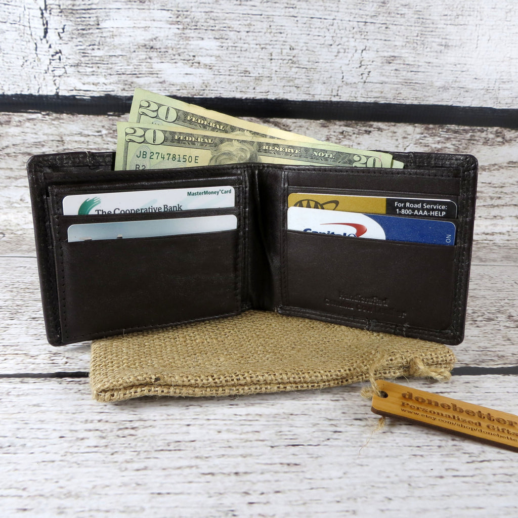 Personalized Bi Fold Men's Wallet Monogrammed