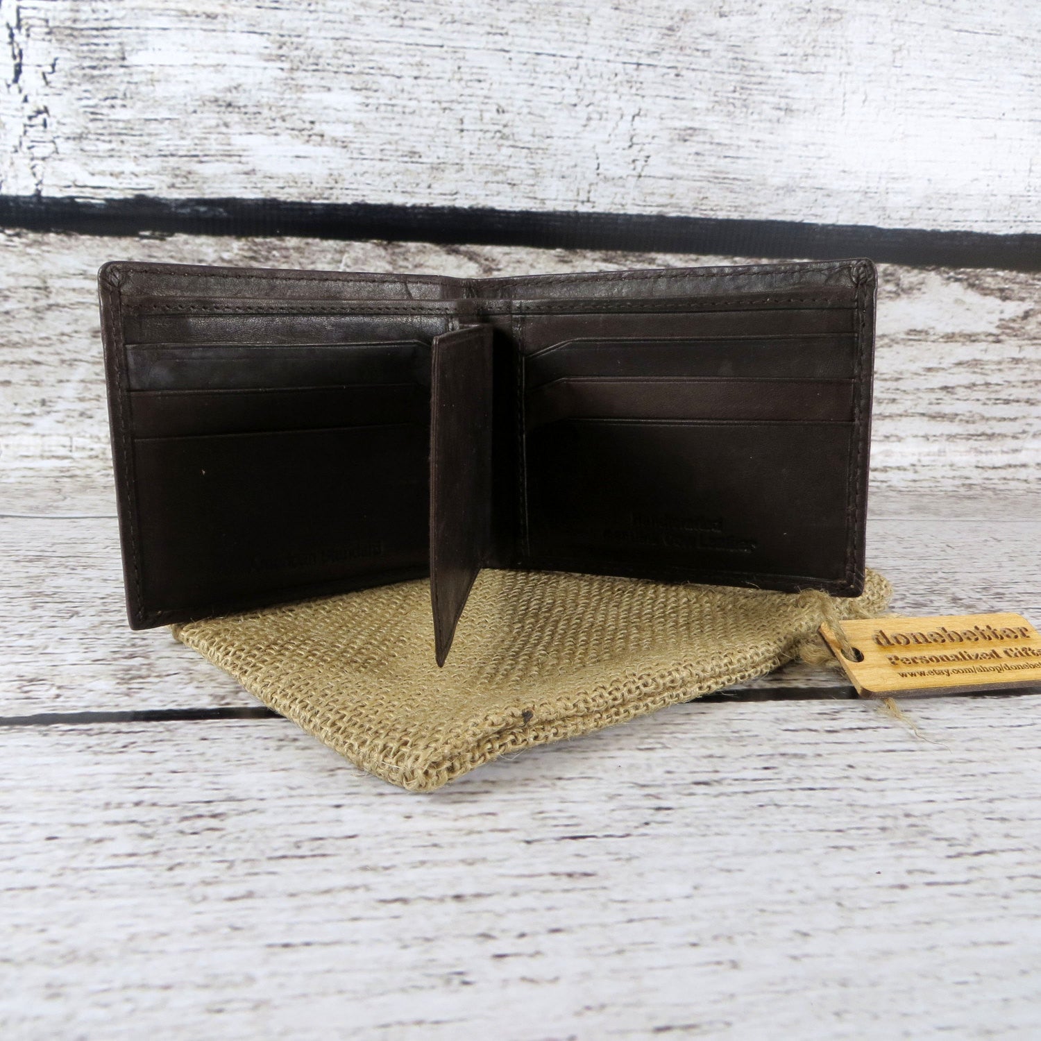 Brown Leather Wallet Monogrammed
