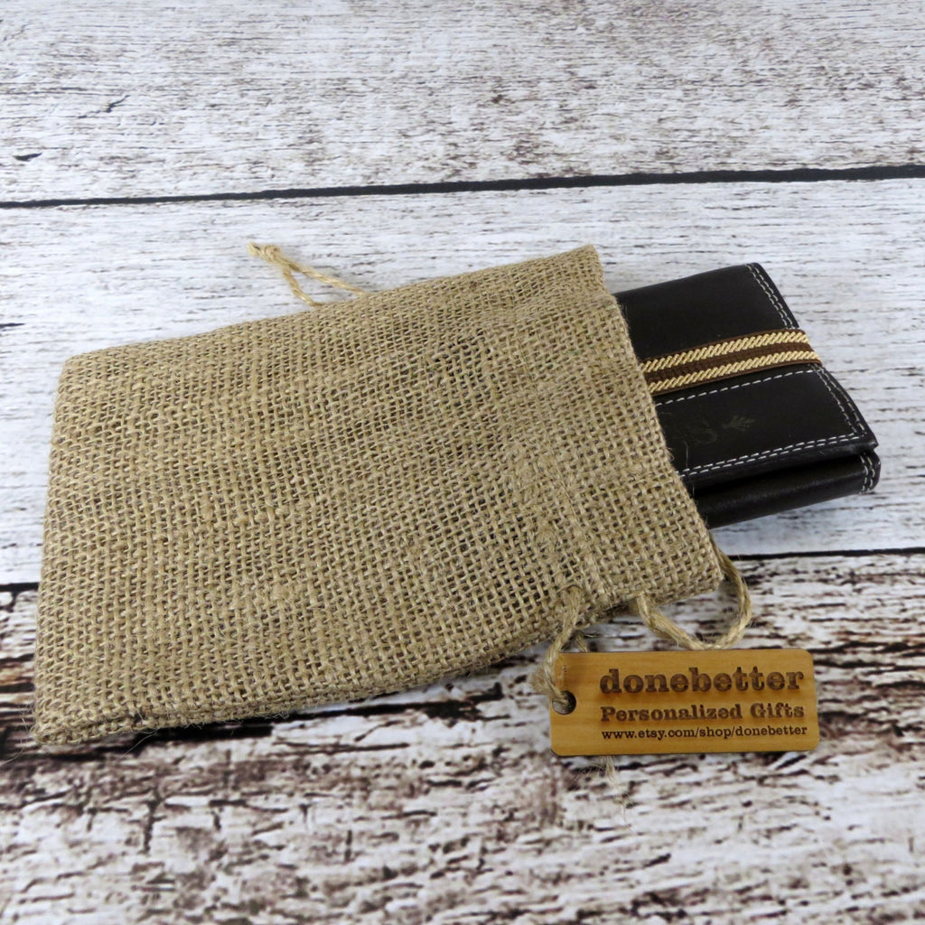 Leather Tri Fold Wallet Personalized