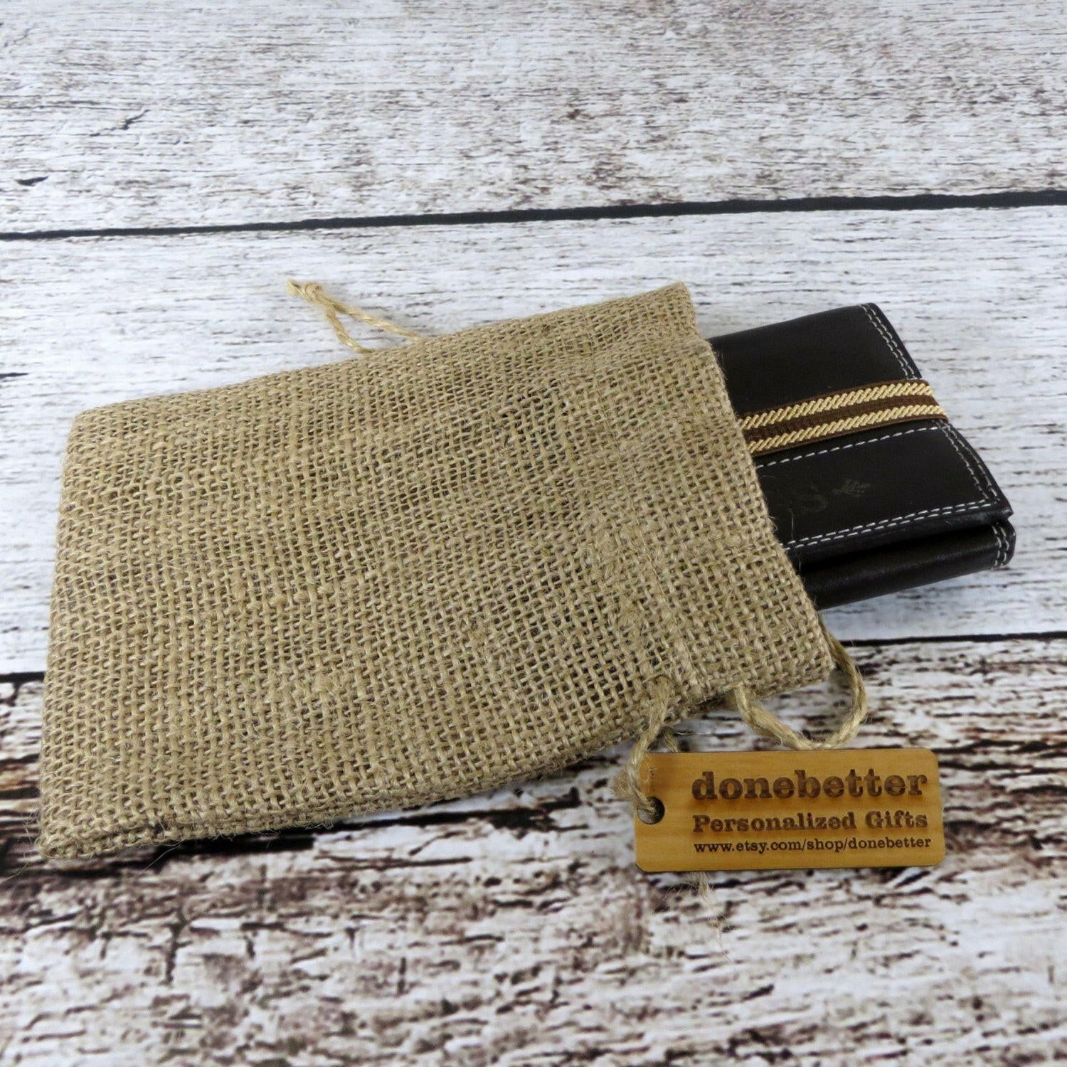 Leather Tri Fold Wallet Personalized.