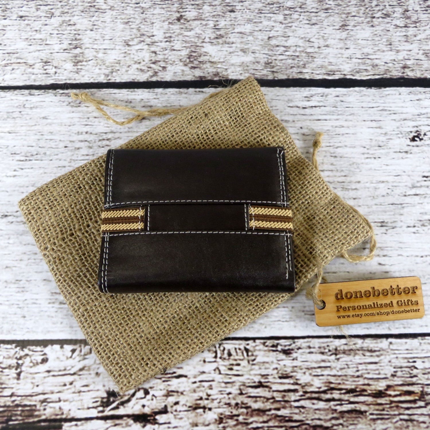 Leather Tri Fold Wallet Personalized