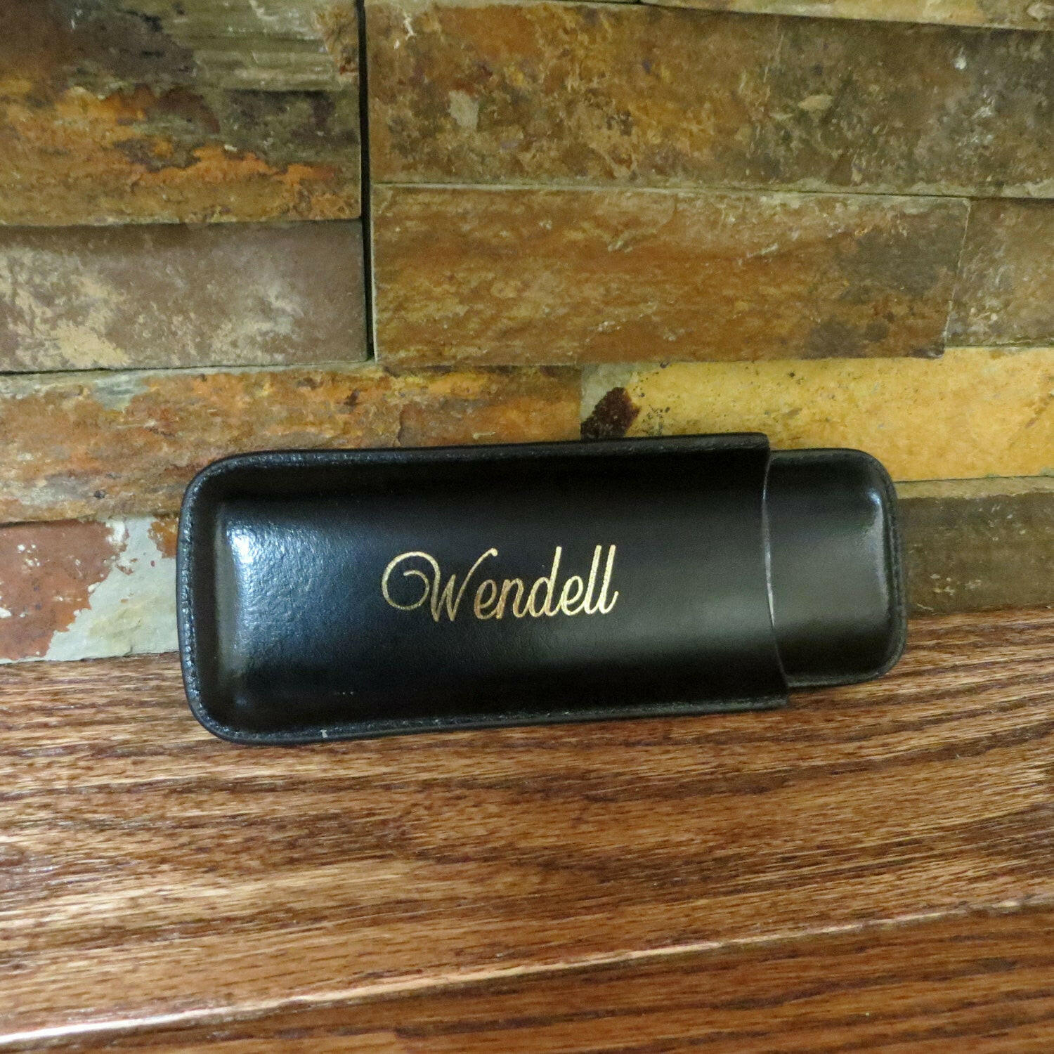 Personalized Cigar Case with Cutter.
