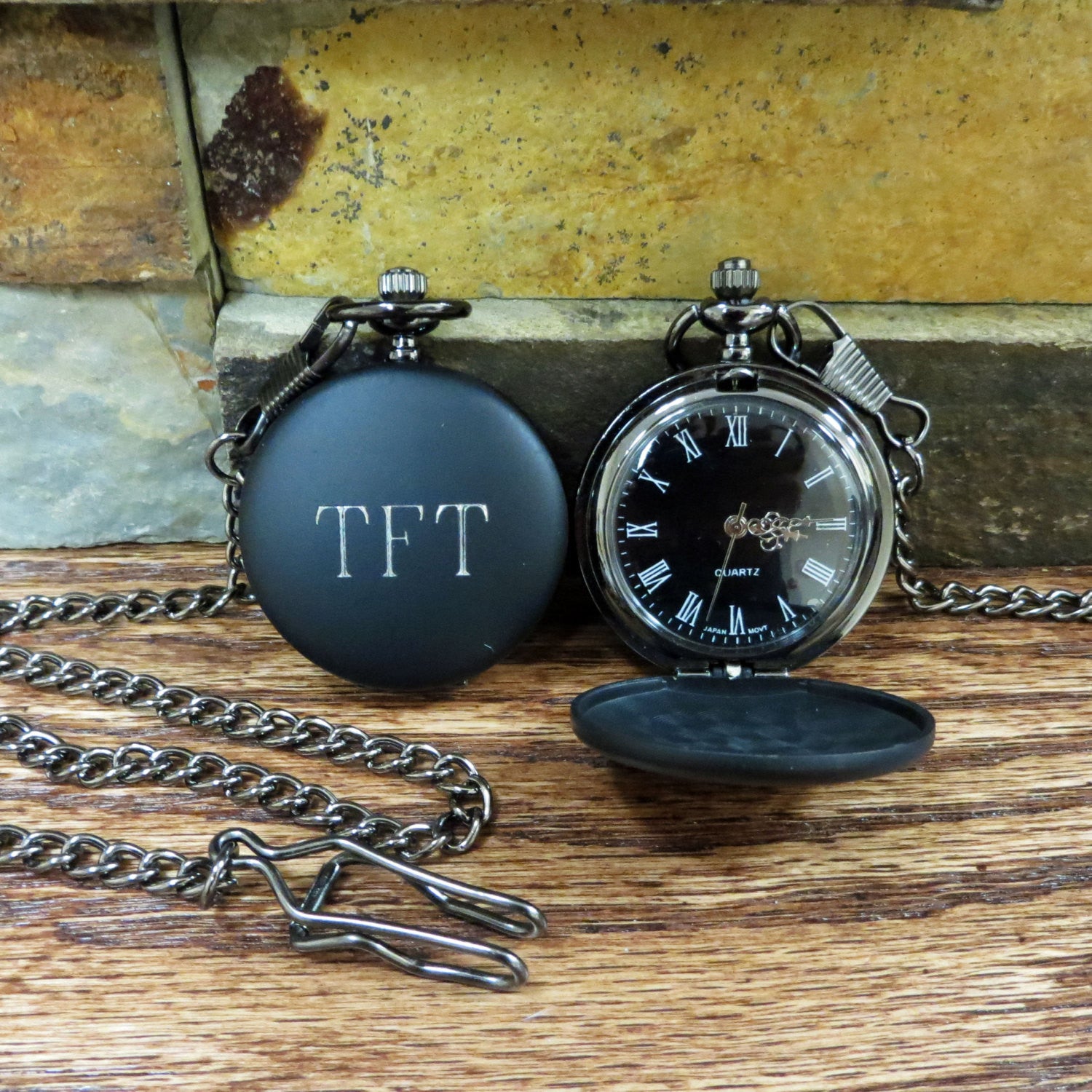 Black Personalized Pocket Watch