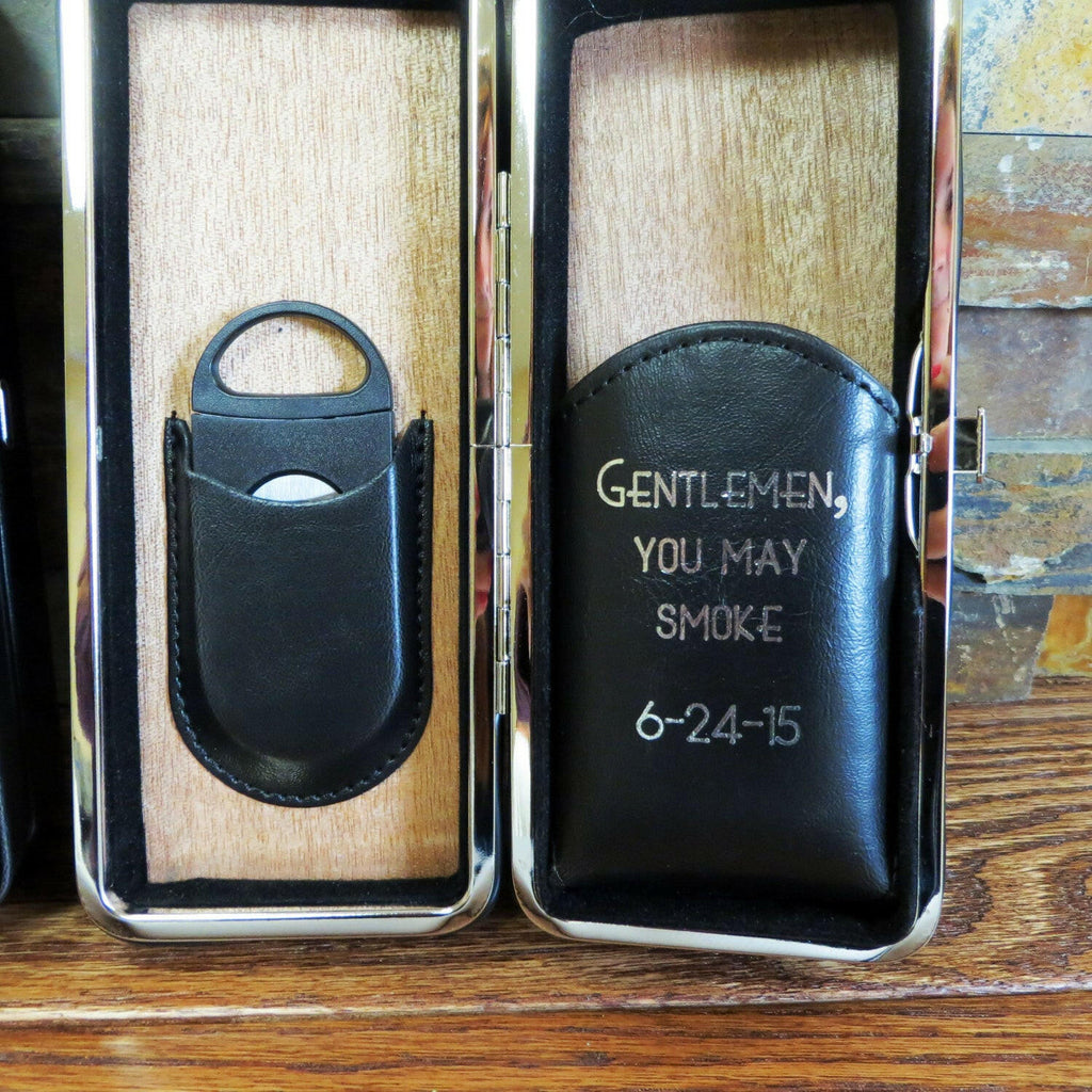 Black Personalized Folding Cigar Case.