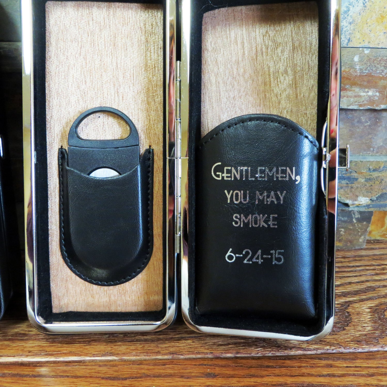 Black Personalized Folding Cigar Case