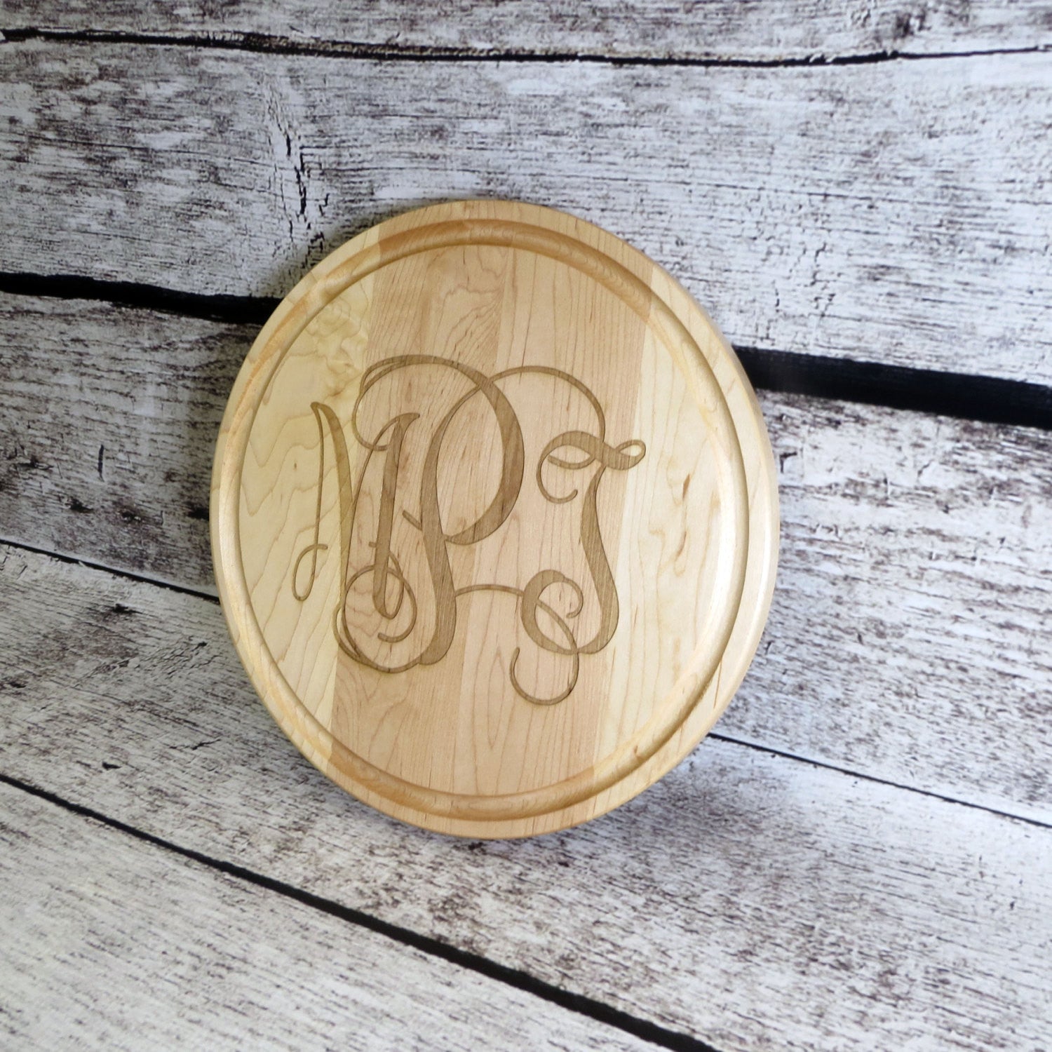 Monogrammed Round Cutting Board