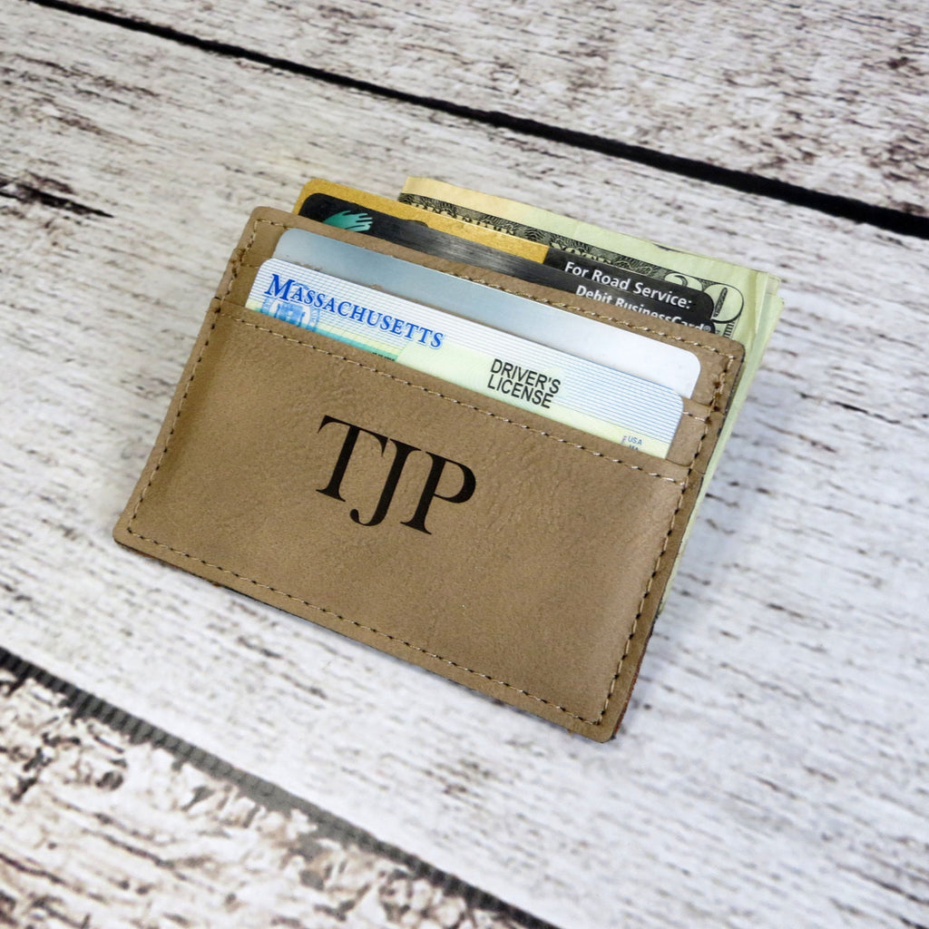 Personalized Leather Money Clip Card Holder
