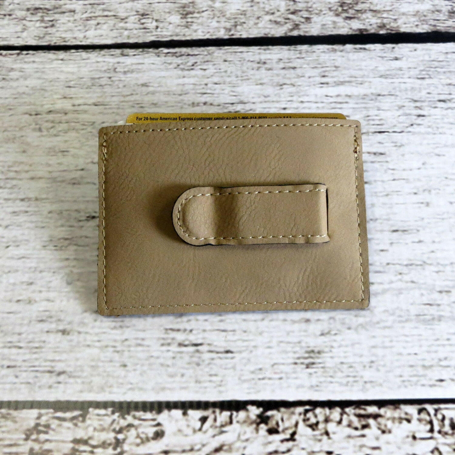 Personalized Leather Money Clip Card Holder.