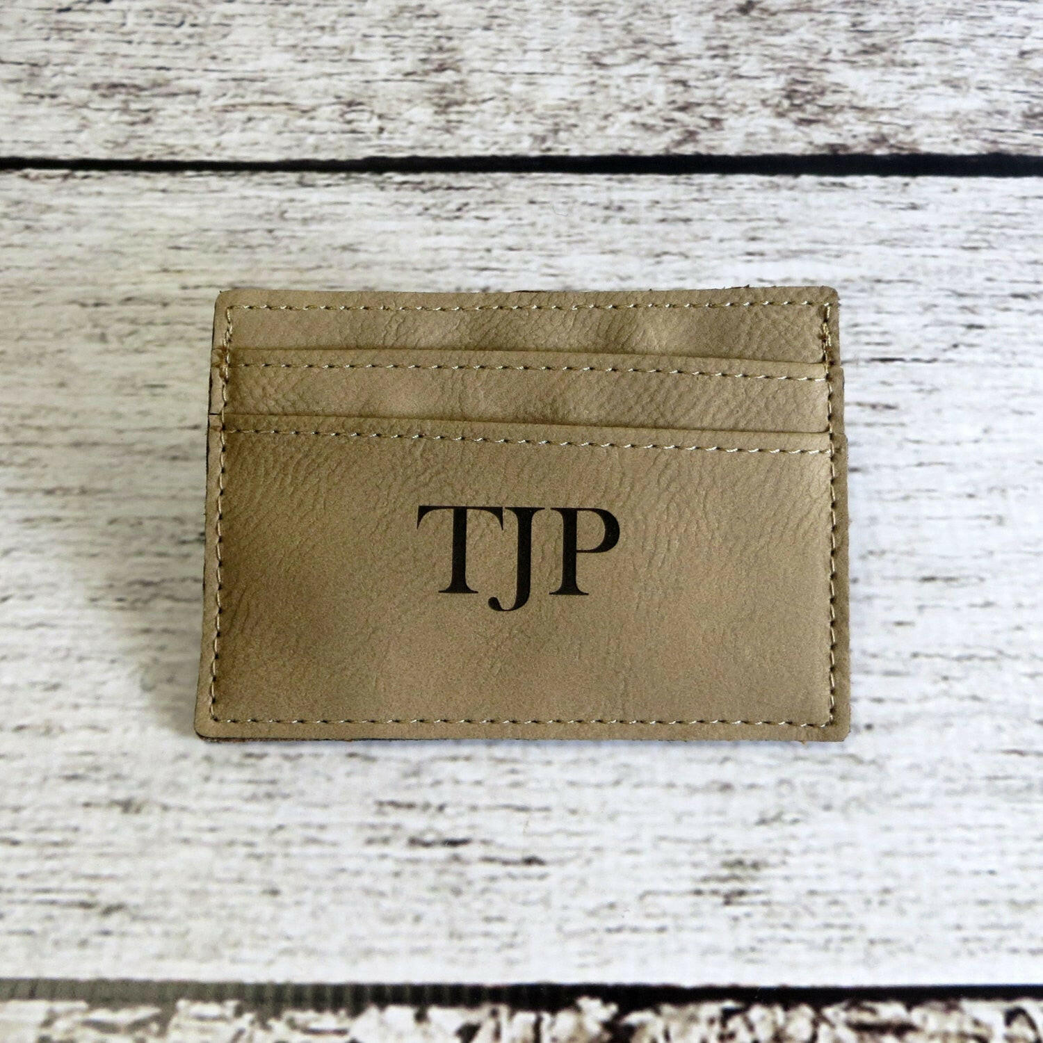 Personalized Leather Money Clip Card Holder.