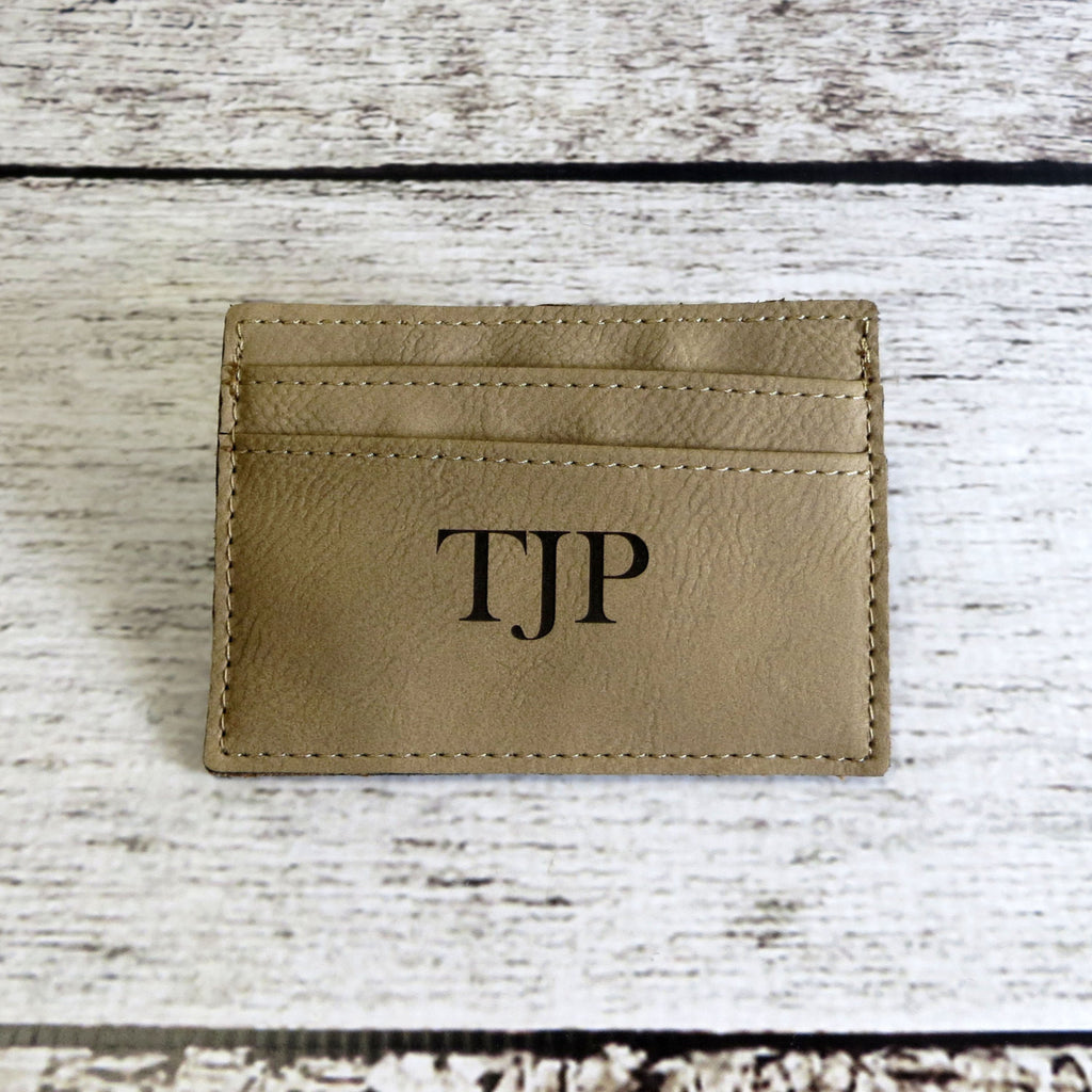 Personalized Leather Money Clip Card Holder