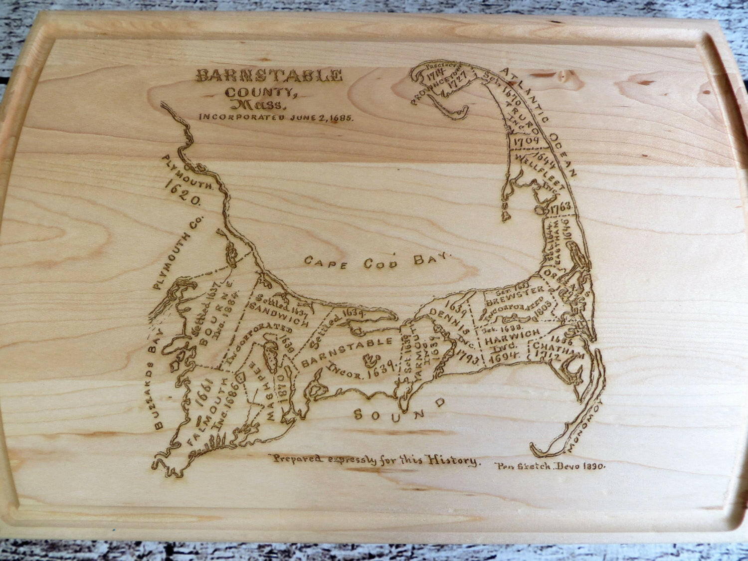Cape Cod Map Cutting Board.