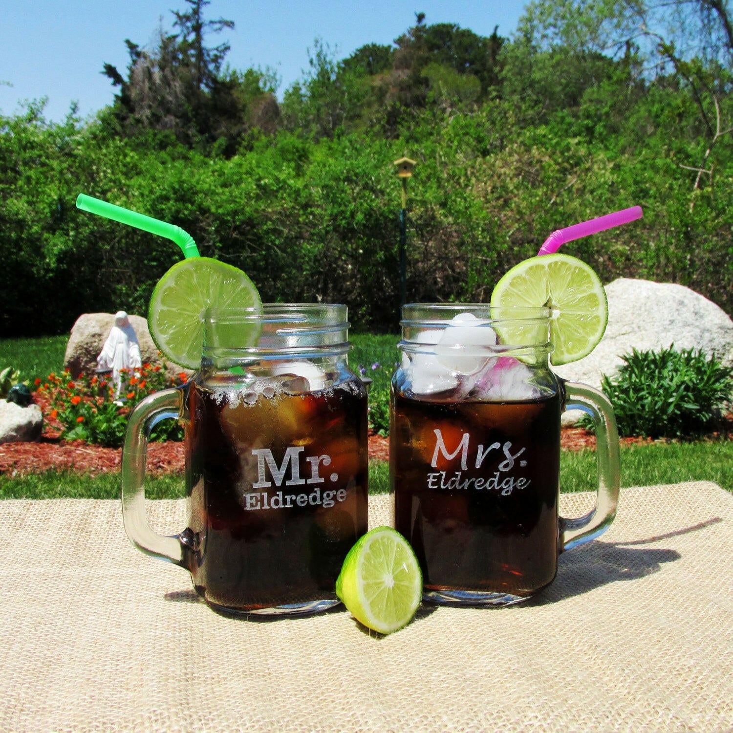 Mr & Mrs Personalized Wedding Mason Jars.