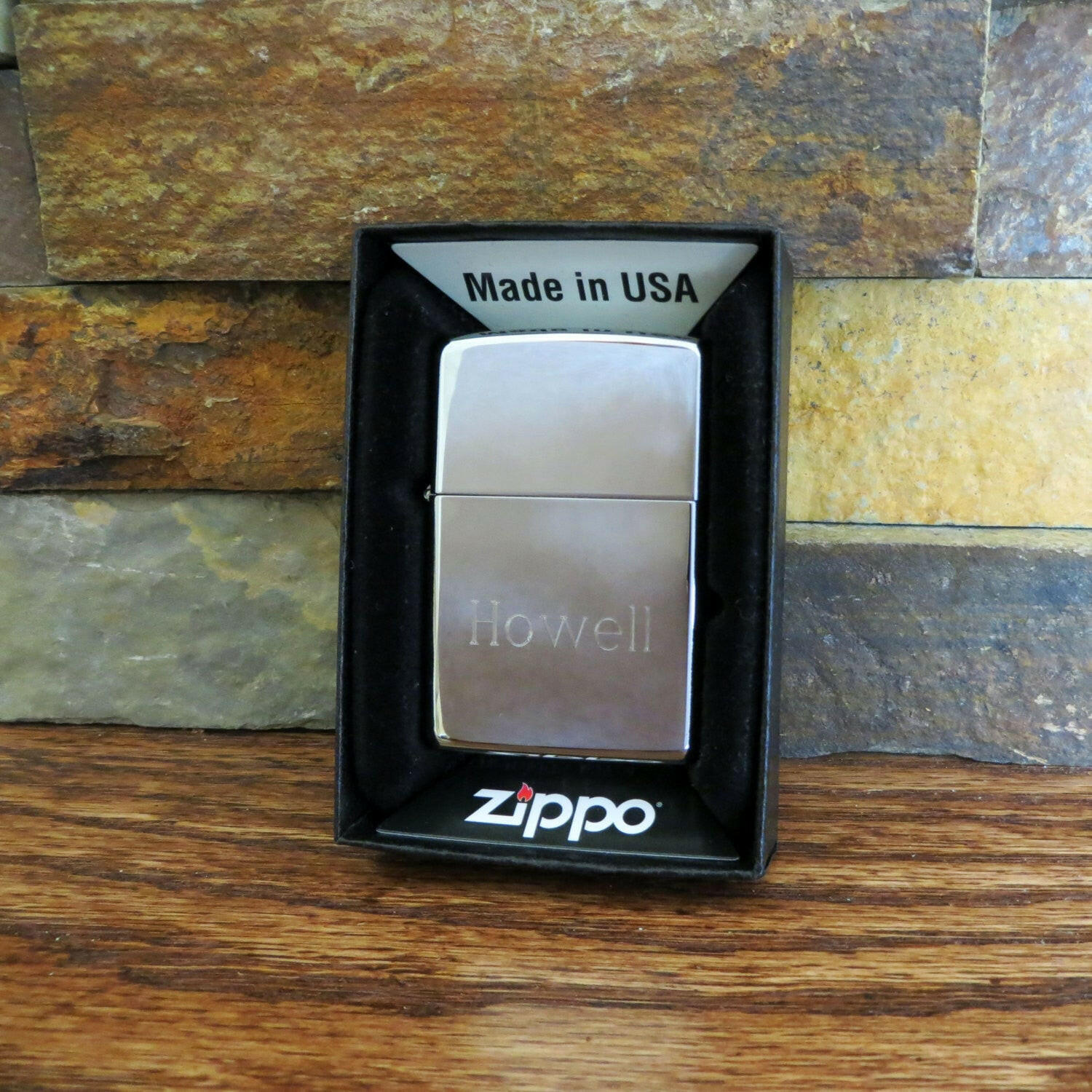 Personalized Chrome Zippo Lighter.