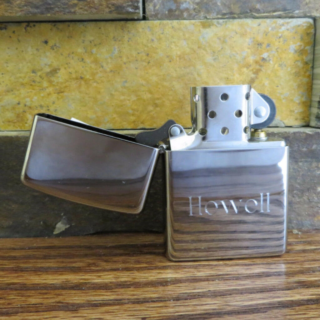 Personalized Chrome Zippo Lighter.